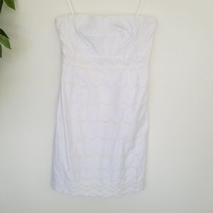 J. Crew White Eyelet Strapless Bodycon Dress